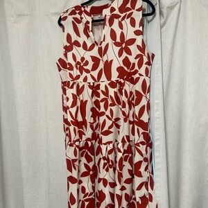 Floral Sleeveless orange and White Dress